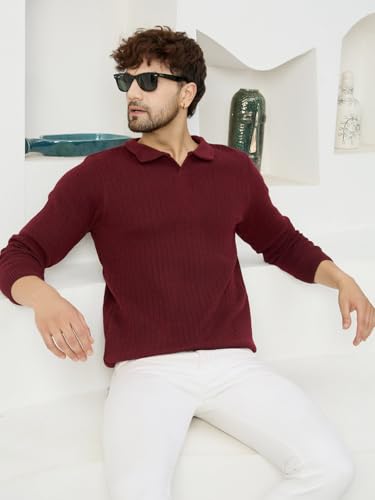 Image of Kvetoo Full Sleeve Winter Wear Woolen Collar Polo Sweater for Men