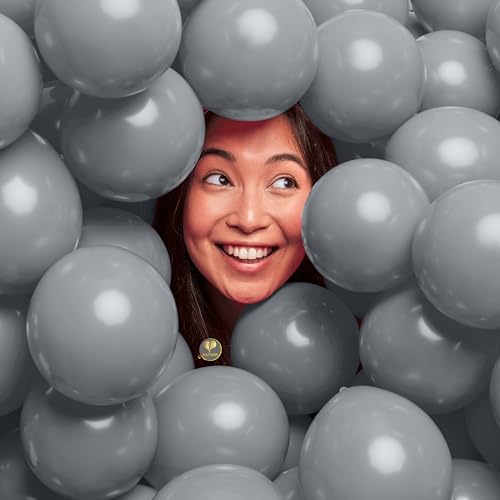 Image of AFTERLOON Biodegradable Natural Rubber Latex Mini Balloons 100 pcs Gray 5 Inch, Plastic-Free Alternative Matte Color Durable Thickened Extra Strong Helium Float, Garland Arch Wedding Kids Decor