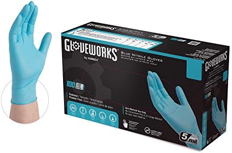 Blue Disposable Nitrile Industrial Gloves, 5 Mil, Latex & Powder-Free, Food-Safe, Textured, Large, Box of 100