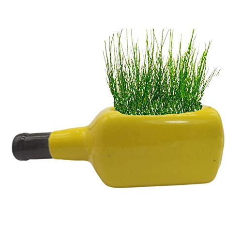 India Meets India Bottle Shaped Ceramic Planter Flower Pot Indoor Outdoor Planter Handicraft by Awarded Indian Artisan (Yellow)