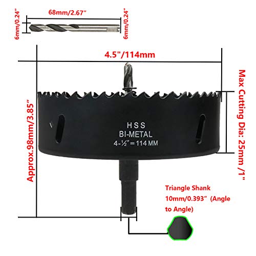 Image of Hole Saw 4.5-inch Metal Hole Saw Kit Set, Bi-Metal | Hole Cutter Drill Bit with Sharp Teeth for Drilling Holes in Wood, Plastic, Drywall, PVC Boards