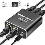 【Ethernet Splitter 1 in 4 out】 Dieser Splitter wird in erster Linie zur Lösung von Verbindungsproblemen eingesetzt, die durch unzureichende Verkabelung entstehen. Bei Verwendung eines USB-Stromkabels können 4 Computer gleichzeitig eine Ethernet-Leitung nutzen. Visuelle Anzeige, gelbes Licht ist lange eingeschaltet, grünes Licht blinkt, um den Netzwerkzugriff anzuzeigen.