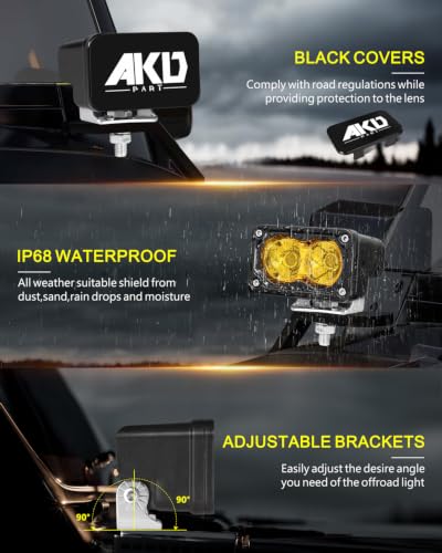 Image of 3 Inch Yellow CREE LED Pods with Wiring Harness & Black Covers