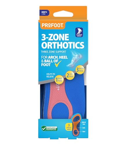 Profoot 3-Zone Orthotics Insole - Advanced Support Insoles for Women - Ideal for Plantar Fasciitis, Knee & Back Pain, and Pronation - Relief for Achilles Injuries - Foot Insoles