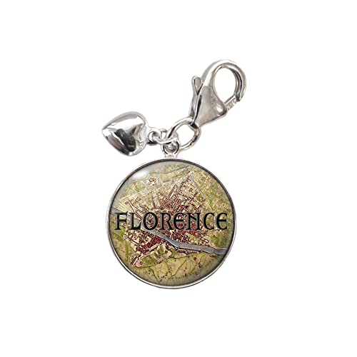 Florence 1848 Map .925 Sterling Silver Charm