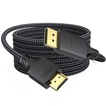 Display Port to HDMI Cable 10Ft, 4K@30Hz 1080P@120Hz One-Direction DisplayPort DP to HDMI1.4 Cord Long 10 Feet for Laptop Computer Graphics Card to TV Monitor Projector