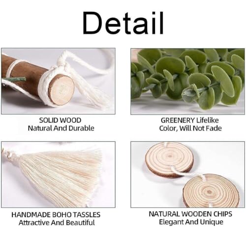 Macramé d'eucalyptus durable et perles en bois mural - 8