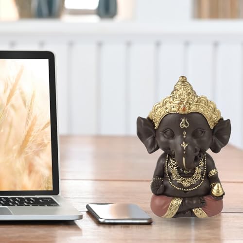 Estatuilla Ganesh 3 – Decoración Zen y Feng Shui – para Crear un Ambiente Relajante y Espiritual – Idea de Regalo – Altura: 11,5 cm – Color: Verde y marrón – Zen'Light - imagen 8