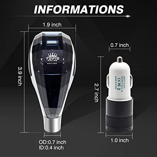 Top10 Racing Universal R Shape Crystal Cut Series Car Gear Shift Knob Touch Activated Multi-Color Led Light Jdm For Most Manual Or Automatic Without Lock Button Vehicles Shifter Knob #TOP5