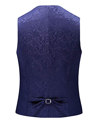 MllesReve Men's Slim Fit 3 Piece Jacquard Floral Wedding Suit Prom Jacket Pants4