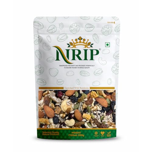 NRIP Healthy Nutmix 200 Gm, Dried Almonds, Black Raisins, Cashewnuts, Cranberries, Raisins, Walnuts, Dates, Apricot, Amla, Abjosh Munakka, Pumpkin seeds & Sunflower seeds NRIP Healthy Nutmix 200 Gm, Dried Almonds, Black Raisins, Cashewnuts, Cranberries, Raisins, Walnuts, Dates, Apricot, Amla, Abjosh Munakka, Pumpkin seeds & Sunflower seeds