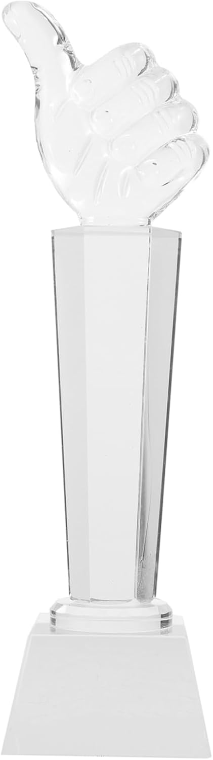 Crystal Trophy Award for Boys and Girls Lightweight Decorative Trophy for School Competitions Parties and Home Decor Unique Vivid Hand Gesture Design