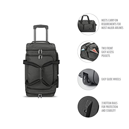Solo New York Leroy Carry-On Wheeled Duffle Bag, 49L Capacity, Grey, 22 Inch