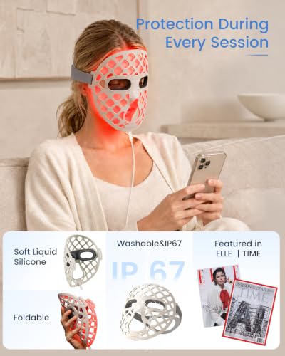 Avorla LED Light Therapy Mask, LED light therapy for face to reduce wrinkle and acne, Red, Blue & Near Infrared Facial Skincare Device — view 3