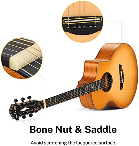 Donner Acoustic Guitar Kit Full Size 41 Inch JF Size Guitar Professional Solid for Beginner Starter Set with Capo String Tuner