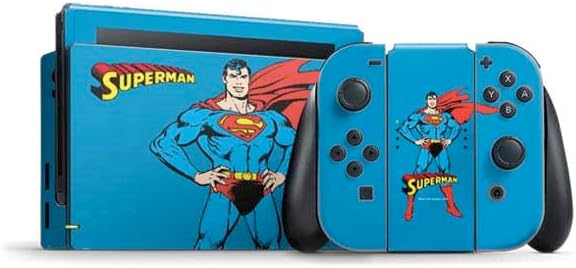 Skinit Decal Gaming Skin Compatible with Nintendo Switch Bundle - Officially Licensed DC Comics Superman Vintage Pose American Flag Design