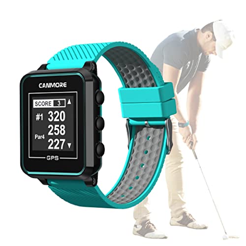 Canmore TW356 Golf GPS Wearable Device for Men and Women, Free 41,000+ Preloaded Courses Update Worldwide, High Contrast LCD Display, Upgrade IC Chip, Lightweight Accessory for Golfers, Turquoise by Canmore - Used condition - CA$145.91