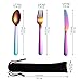 Evanda Regenbogen Campingbesteck 2 Pack, Include Messer Gabel Löffel, Titan regenbogen Plattierung Edelstahl Reisebesteck mit schwarzer Tasche, für Outdoor, Picknick, Camping, spülmaschinenfest