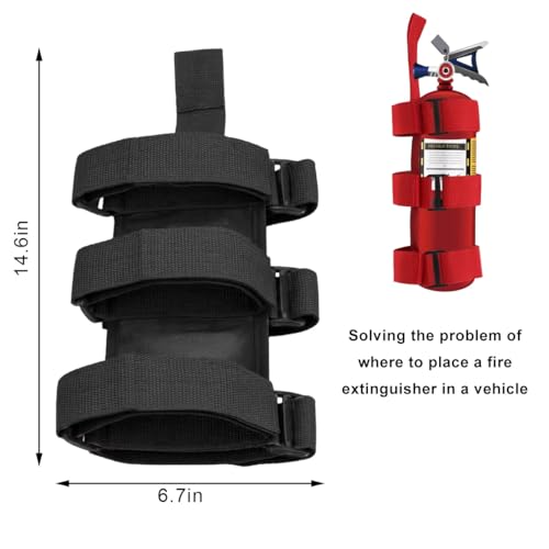 Image of Ohleats Roll Bar Fire Extinguisher Holder, Adjustable Fire Extinguisher Mount Strap with American Flag Pattern, Car Accessories Fixed Belt for Wrangler JK JKU TJ CJ (No Pattern, Black, 2 PCS)