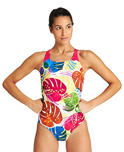Arena Women's Standard Print Swim Pro Back Maxlife One Piece Athletic Training Swimsuit, Tropics Freak Rose, 32 #TOP21
