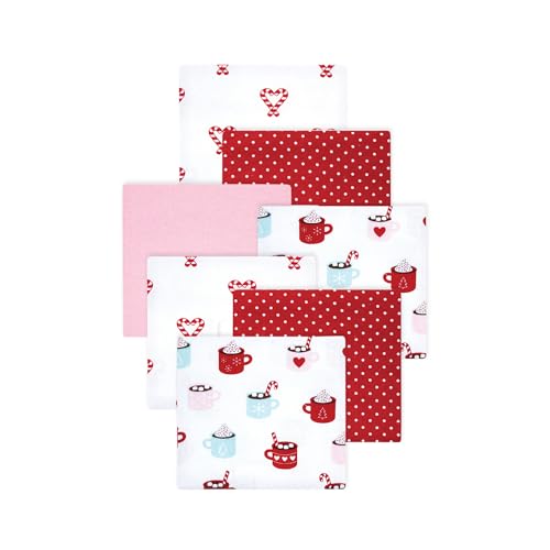 Image of Little Treasure Hudson Baby Cotton Poly Flannel Receiving Blankets Multipack, Red Hot Cocoa, 30x30 inches