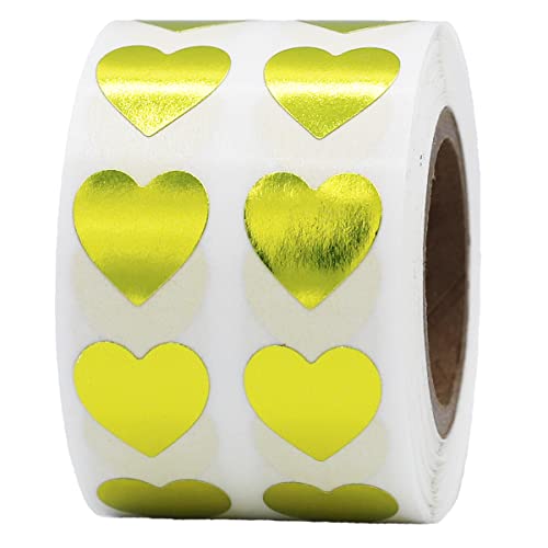 Metallic Gold Heart Stickers Valentine's Day Crafting Scrapbooking 0.50 Inch 1,000 Adhesive Stickers #TOP18