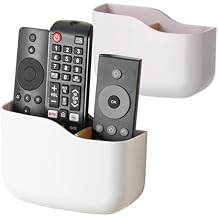 LINFIDITE 2 Pack TV Remote Holder Wall Mount Remote Control Holder for Bed Universal Bedside Wall Remote Holder Caddy Organizer Hole-Free Remote Control Holder For 2 Or 3 Remote ControlsWhite