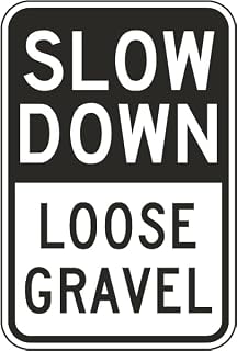 Metal Sign Warning Tin Sign Slow Down Loose Gravel Aluminum Safety Signs for Home Commercial and Driveway Alerts 8x12 Inch
