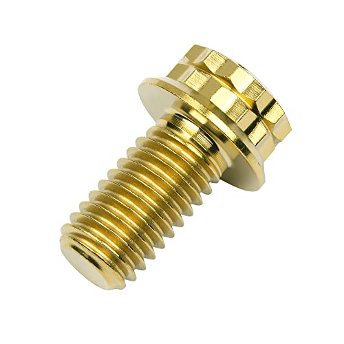 Image of Titanium Flange 12 Point Head M8 x15 20 25 30 35 40 45 50 55 60 65mm Screw Bolt Pack of 4 (M8x15mm, Gold)