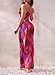 LASPIA Cowl Neck Dress Strap Shoulder Pleated Maxi Dresses Summer Wedding Guest Dresses for Women,Fuchsia Purse,Small