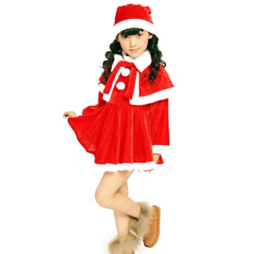 Christmas santa costume kids Santa Fancy Dress for girls with Santa Hat