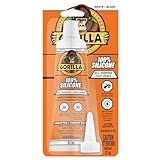 Gorilla Silicone Sealant Caulk White, All-Purpose, Waterproof, Mold & Mildew Resistant, 2.8oz/82ml DIY Squeeze Tube for Kitchen, Bath, Window, Door, Plumbing, Auto, Marine