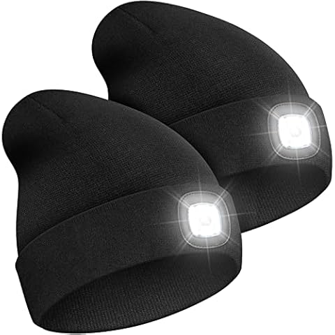 Raweao Beanie with Led Light up Beanie Hat, Dog Walking Hat with Light, Knitted Cap with Torch, Great Gift for Men Women Kids Cover