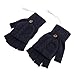 USB Warmer Heated Gloves Flip Half Fingerless Electronic Knitted Hand Gloves for Men Women Winter (Navy Blue)