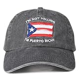Puerto Rico Flag Gifts & Souvenirs, Embroidered Cap, Adjustable Hat Gifts Accessory for Birthday & Christmas Grey