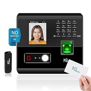 NGTeco Time Clocks for Employees Small Business with Face, Fingerprint, RFID and PIN Punching in One, Office Time Card Machine Automatic Punch with APP for iOS Android (0 Monthly Fee)