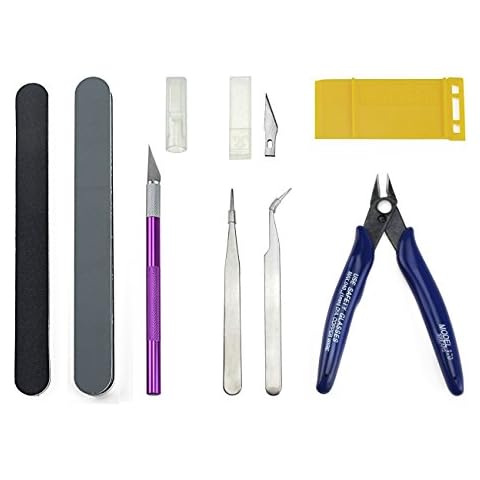 BXQINLENX Professional 8 PCS Model Tools Kit Modeler Basic Tools Craft Set Hobby Building Tools Kit for Gundam Car Model Building Repairing and Fixing(D) Cover