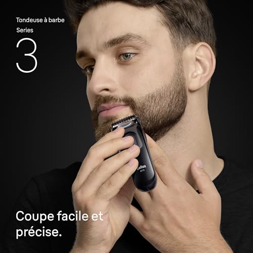 Image of Braun Beard Trimmer Series 3, +3 Styling Accessories, Ultra Sharp Blade, 50 Min Battery Life, 40 Length Settings, BT3520, Black /Blue