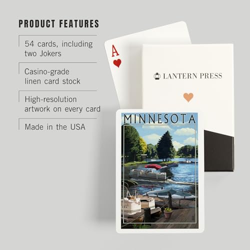 Lantern Press Minnesota Pontoon Boats Baraja de 52 cartas tamaño póker miniatura 3