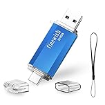 USB C Memory Stick 64 GB, 2 in 1 Type C Flash Drive 64gb USB Key Portable Otg Pendrive 64gb for Tablets, New Macbook, Android Smartphones, Samsung, Huawei, Oneplus Etc. (Blue)