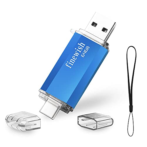Tipo C Memoria USB 64gb, Pen Drive USB C 64 GB 2 en 1 Tipo C Y USB 2.0 Memoria Flash 64gb para Smartphones Android, Windows, Android, Pc, Tabletas, Almacenamiento DE Datos Externo Etc (Azul)