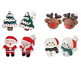 Picture of ShinyStyle J4You 4 Pair Christmas Clip On Earrings for Women Christmas Tree Santa Claus Snowman Clip on Earrings Holiday Clip on Earring Xmas Fake Earrings Christmas Jewelry Gifts