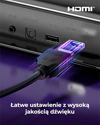 ULTIMEA 7.1ch Virtual Surround Sound Bar, soundbar do telewizorów z 2 głośnikami Surround, system dźwięku przestrzennego do telewizorów ze światłem RGB, subwooferem 6,5", aplikacją, HDMI/Opt/AUX/BT,