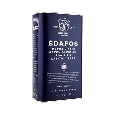 Ancient Foods EDAFOS Greek Extra Virgin– Fresh, Cold Pressed olive oil from Greece, PDO Crete, New Harvest for 2025 (101oz, 3L) Cover