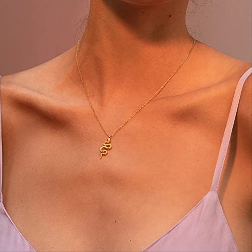 Chaîne pendentif serpent collier femmes or 18 carats