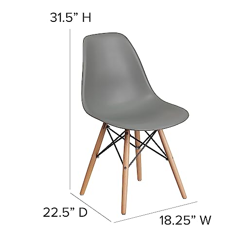 Flash Furniture Elon Series Moss Gray Plastic Chair With Wooden Legs #TOP2