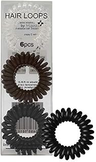 Hair Loops- 6Pcs Spiral Hair Ties No Crease Elastic Ponytail Holders Phone Cord Traceless Hair Bobble Ring, Rubber Bands Suitable for All Hair Types