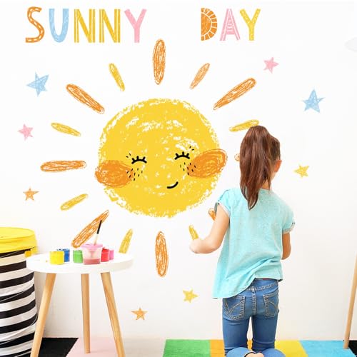 Vinilos Decorativos Sol Acuarela para Pared Infantil miniatura 5