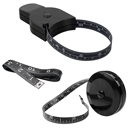 quiodok 3 Pièces 60 Pouces Set de Ruban à Mesurer Corps, Ruban à Mesurer Souple, Comprend Pin de Verrouillage et Bouton Poussoir Ruban à Mesurer Rétracter, Noir Cover
