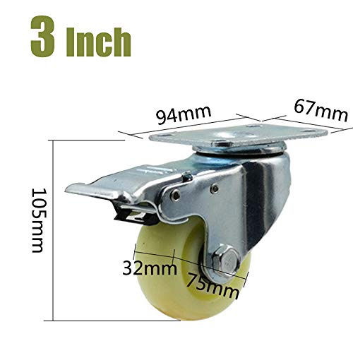 Roulettes pivotantes 75mm Type B double roulement pour meubles